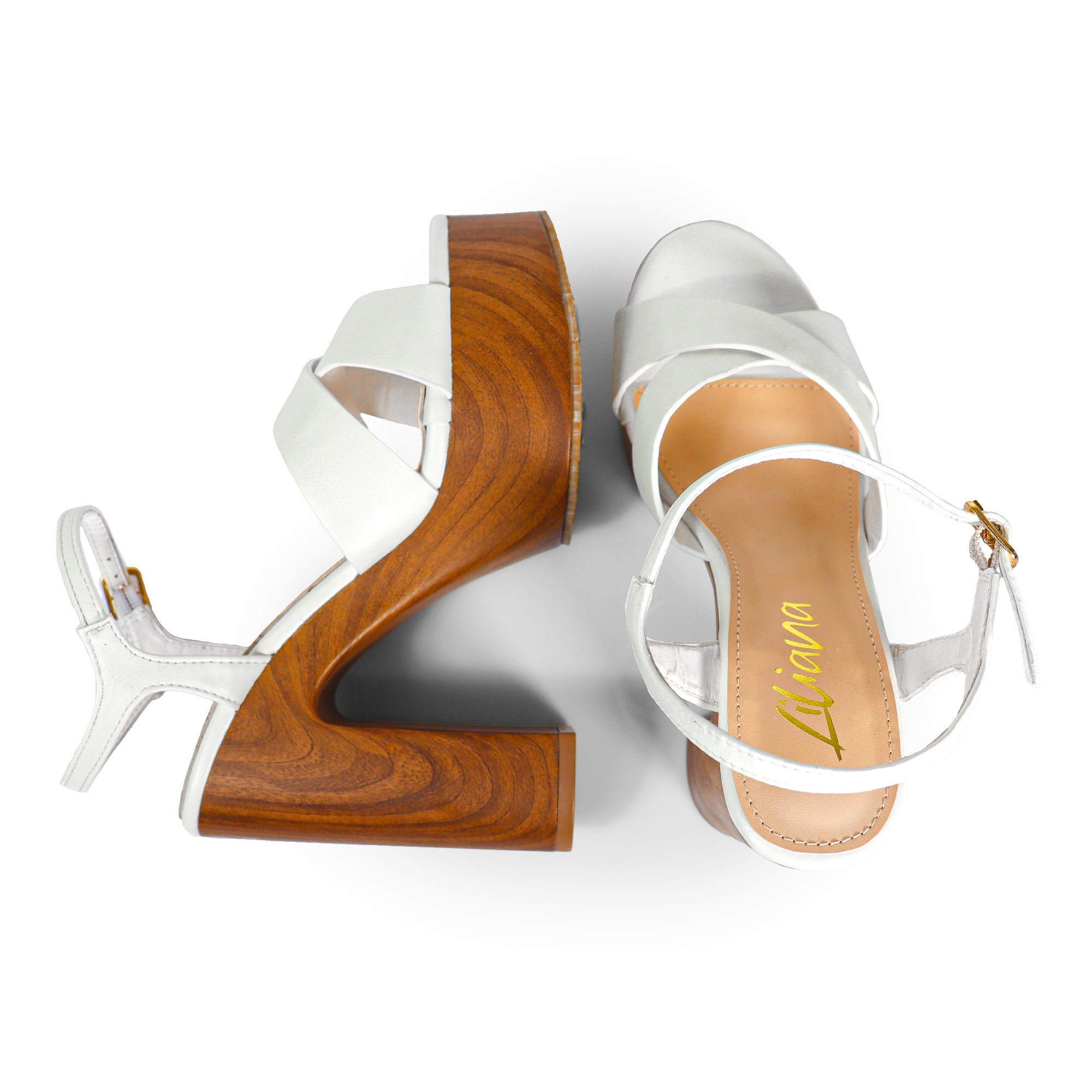 ANDAZ-1 CROSS ANKLE STRAP W PRINTING HEEL WHITE