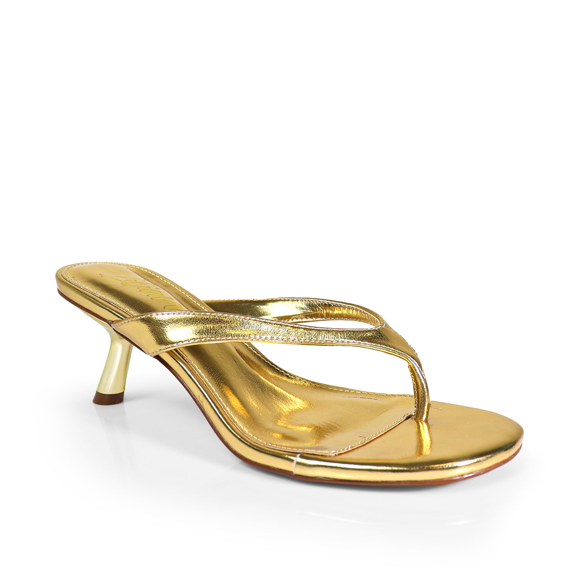 ANJA-6 Y2K KITTEN SANDAL W/ HEEL GOLD
