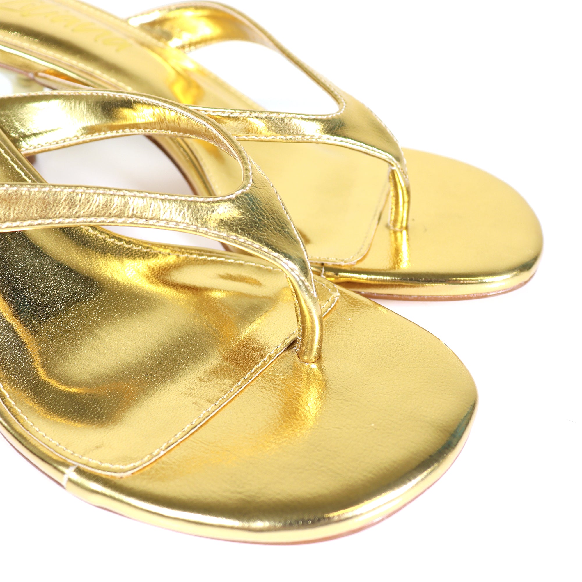 ANJA-6 Y2K KITTEN SANDAL W/ HEEL GOLD
