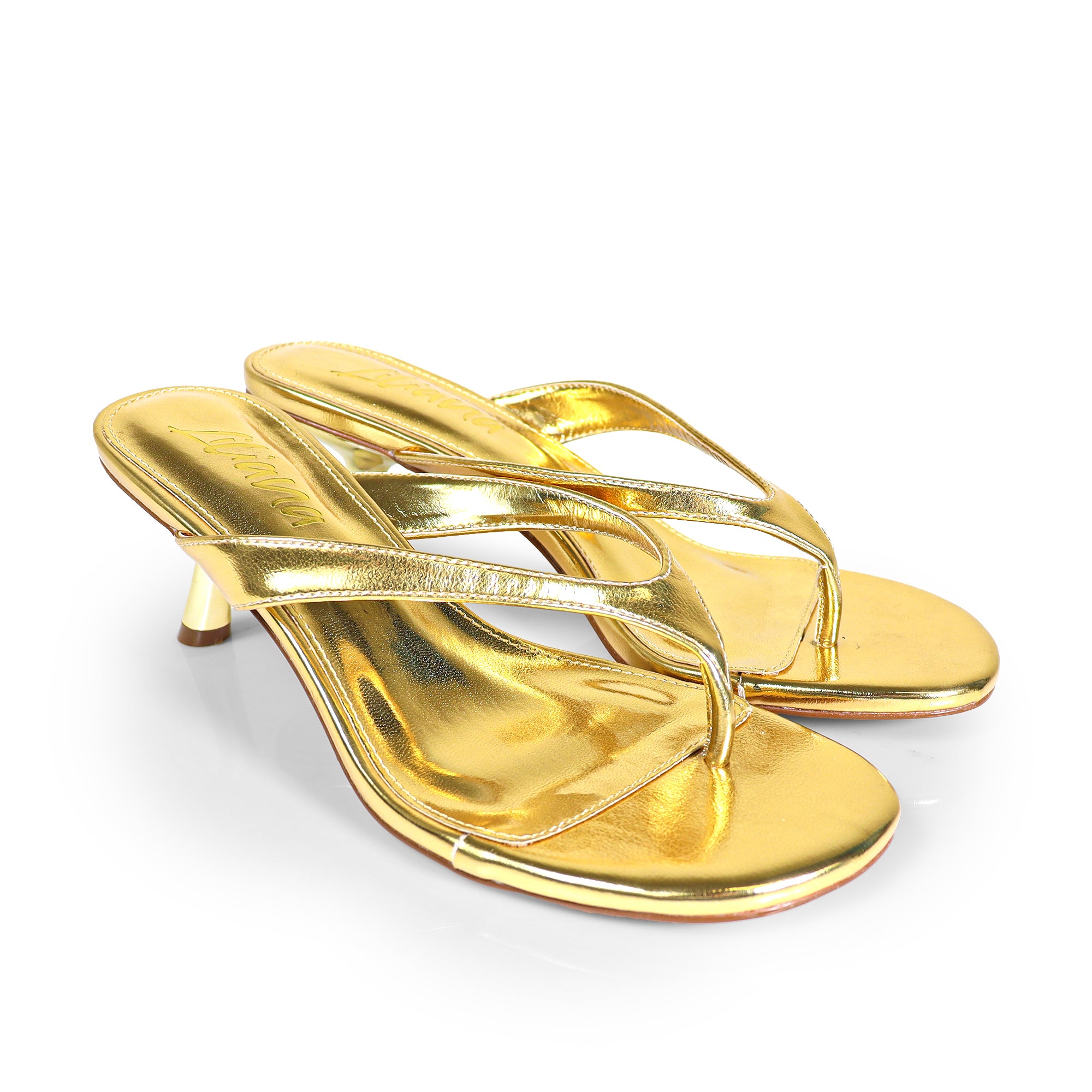ANJA-6 Y2K KITTEN SANDAL W/ HEEL GOLD