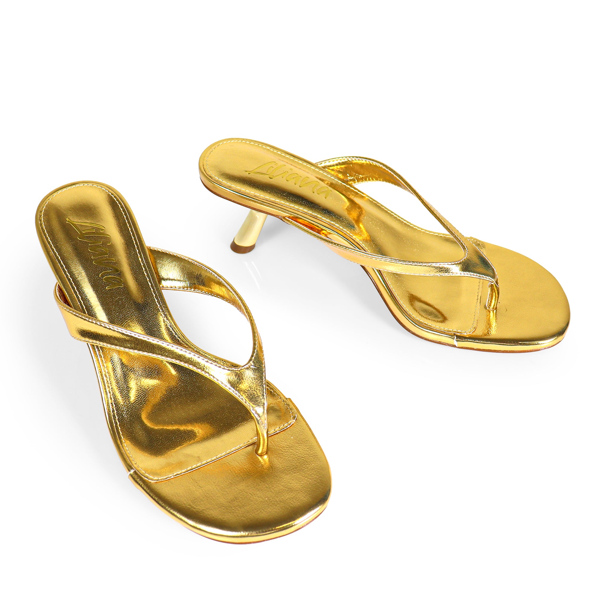 ANJA-6 Y2K KITTEN SANDAL W/ HEEL GOLD