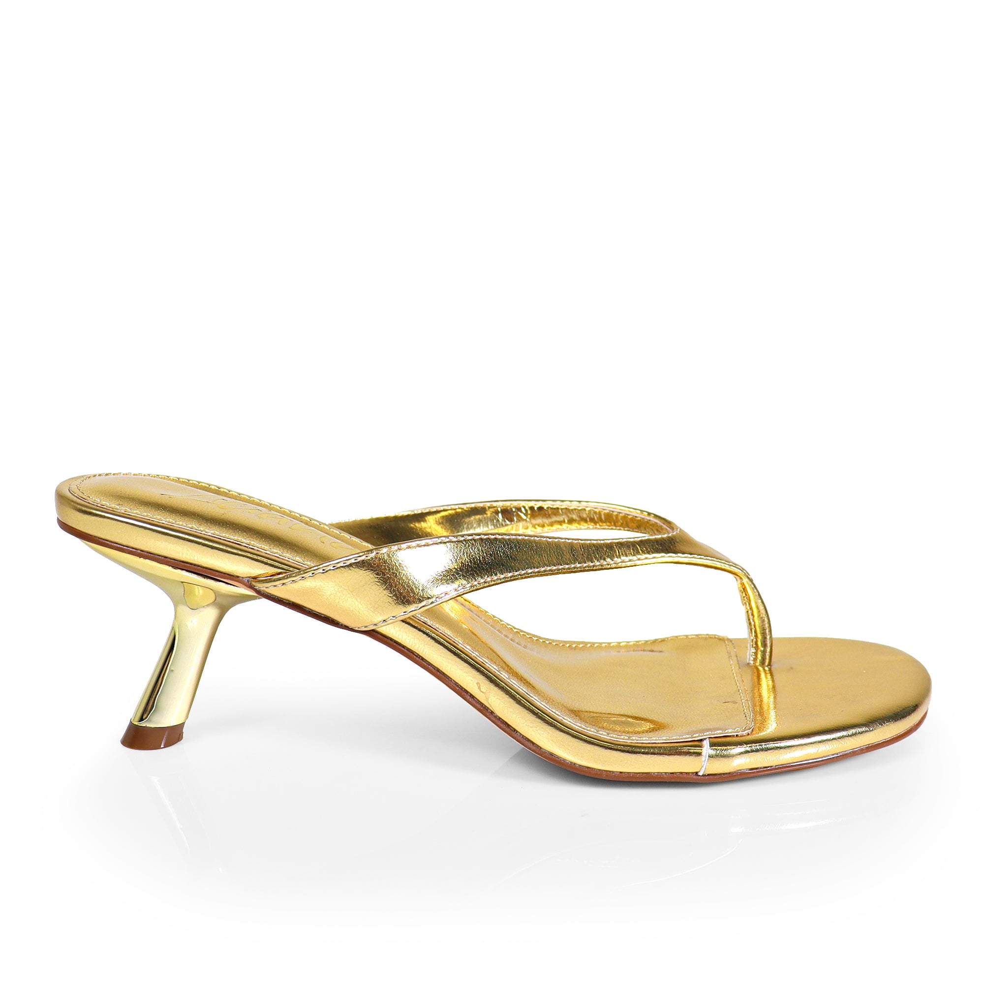 ANJA-6 Y2K KITTEN SANDAL W/ HEEL GOLD