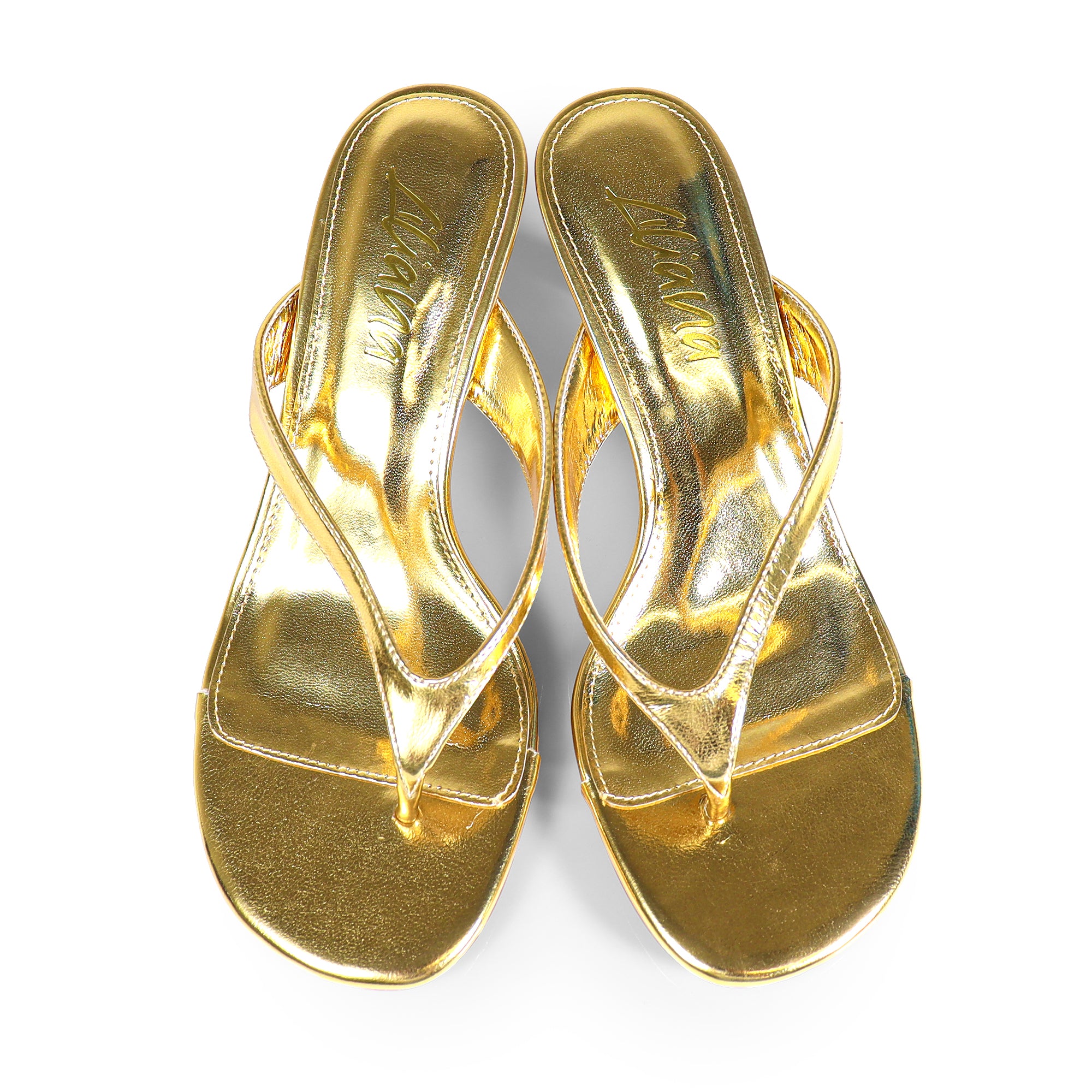 ANJA-6 Y2K KITTEN SANDAL W/ HEEL GOLD