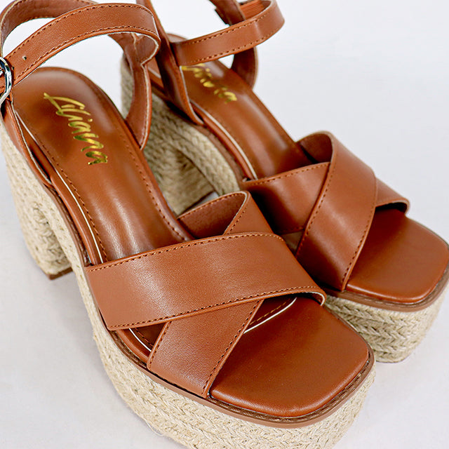 ANNA-2 OPEN TOE CROSS BAND ANCKLE STRAP W/ ESPADRILLE HEEL
