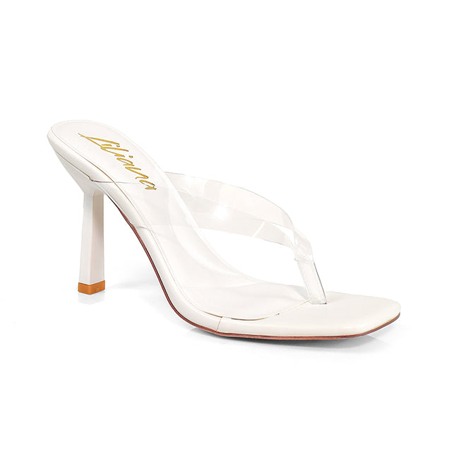 ANNABELLE-2 TRANSPARENT THONG W/ KITTEN HEEL WHITE