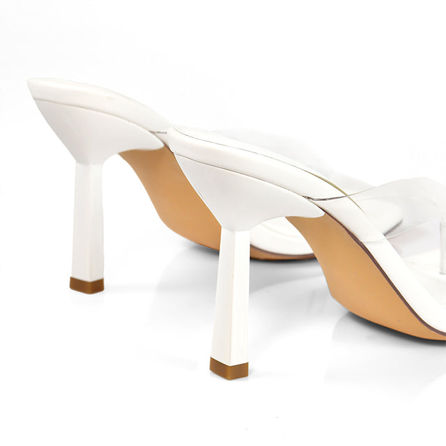 ANNABELLE-2 TRANSPARENT THONG W/ KITTEN HEEL WHITE