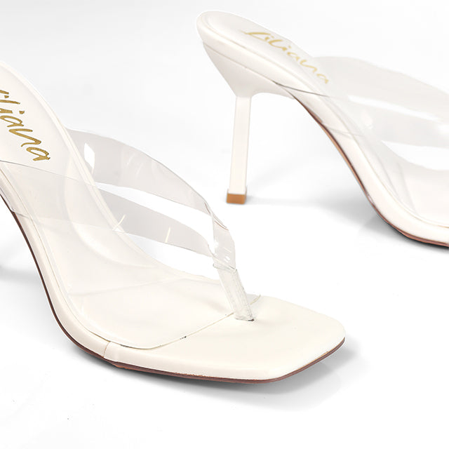 ANNABELLE-2 TRANSPARENT THONG W/ KITTEN HEEL WHITE