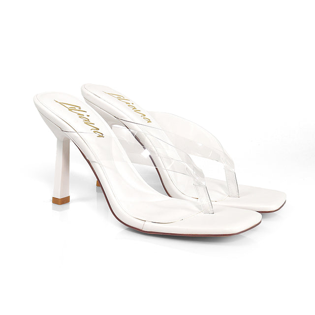 ANNABELLE-2 TRANSPARENT THONG W/ KITTEN HEEL WHITE