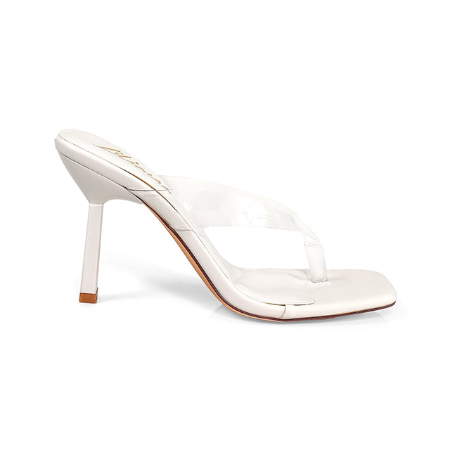 ANNABELLE-2 TRANSPARENT THONG W/ KITTEN HEEL WHITE