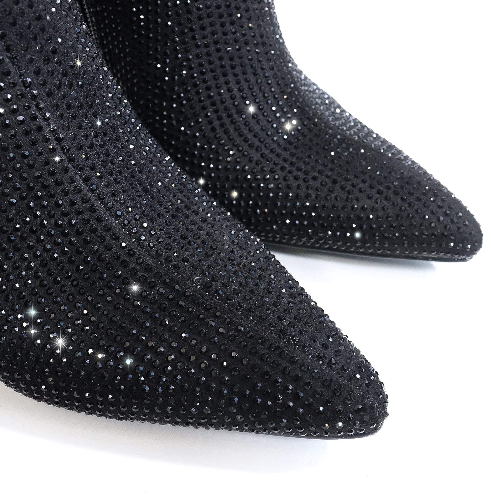 ARETHA-1 POINTED TOE TINY RHINESTONE BOOTIE BLACK