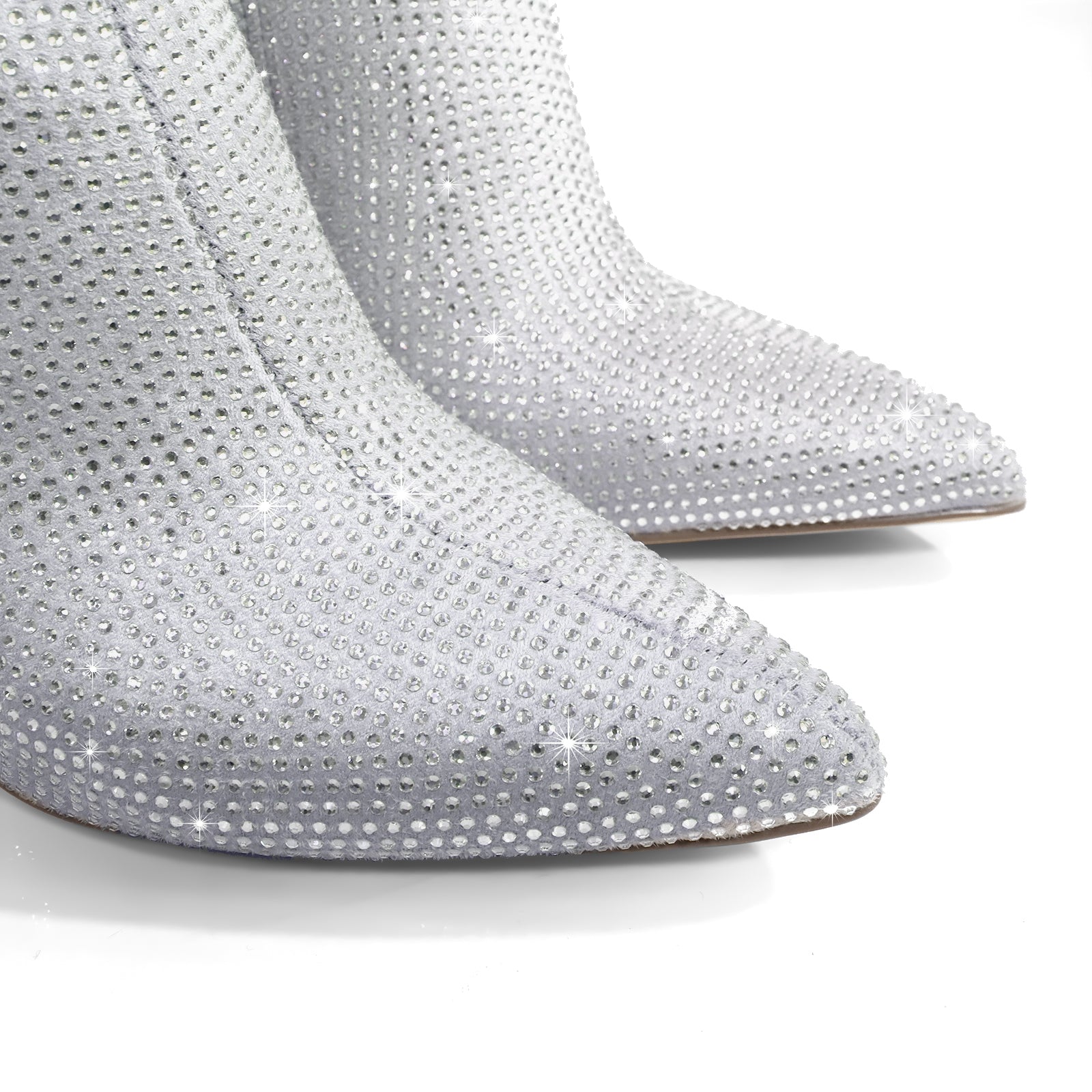 ARETHA-1 POINTED TOE TINY RHINESTONE BOOTIE SILVER