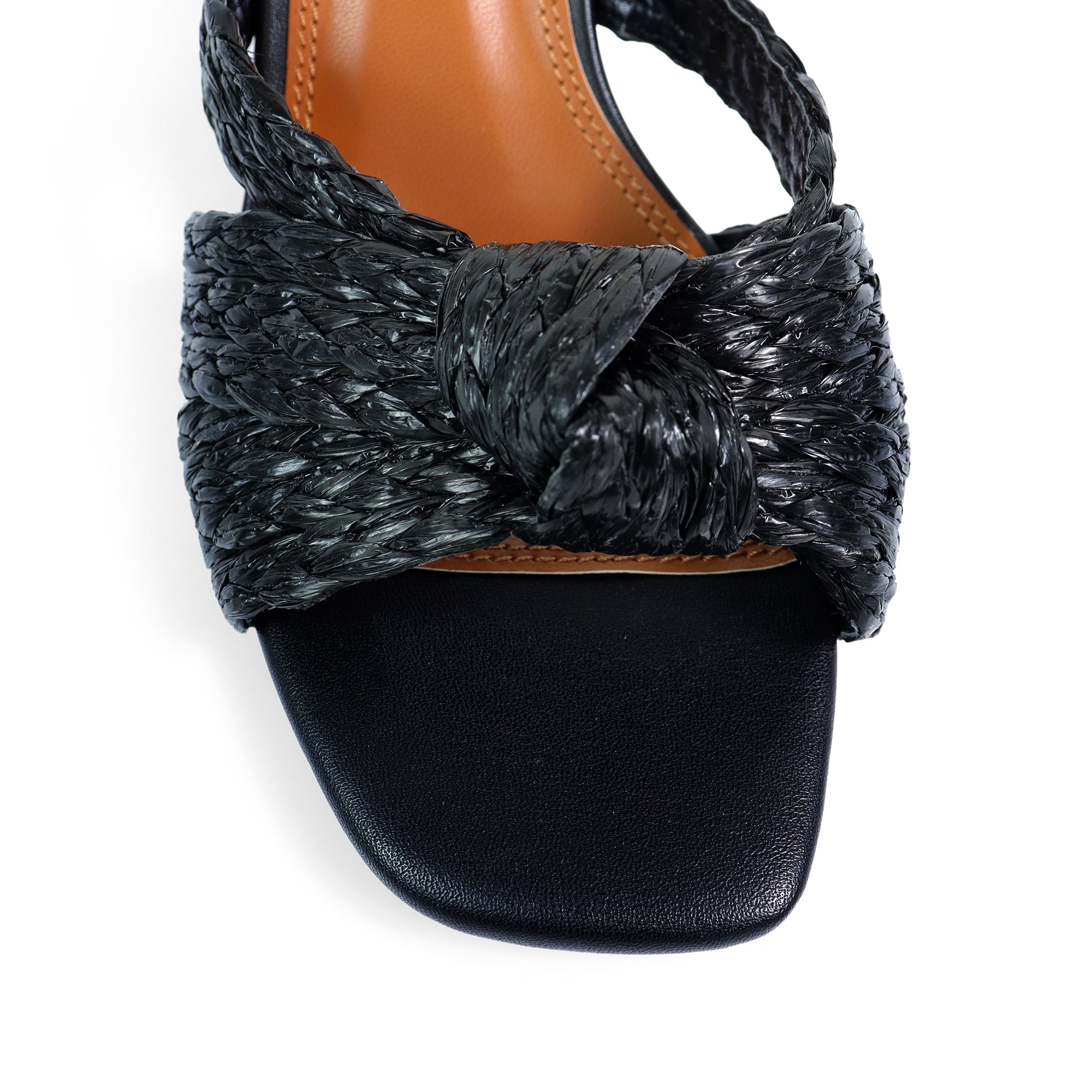 ASHLEY-1 RAFFIA W CHUNCKY HEEL BLACK
