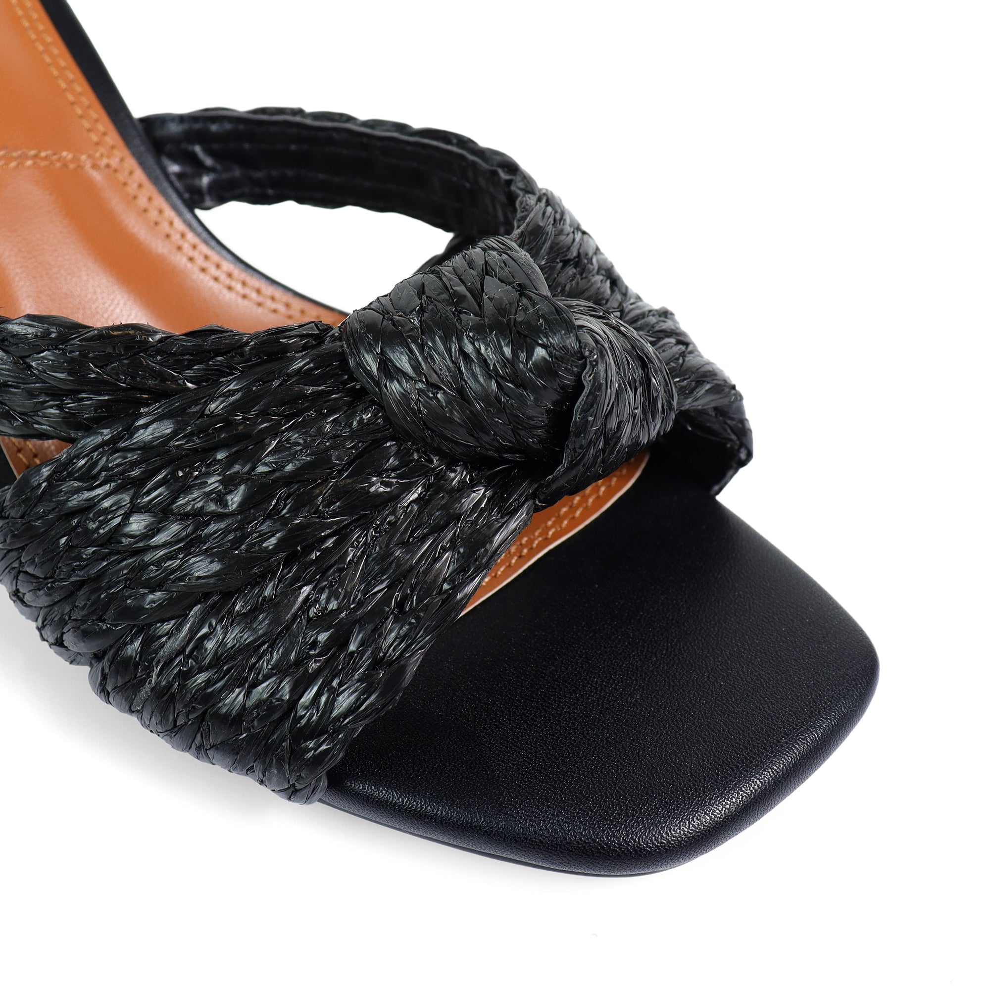 ASHLEY-1 RAFFIA W CHUNCKY HEEL BLACK