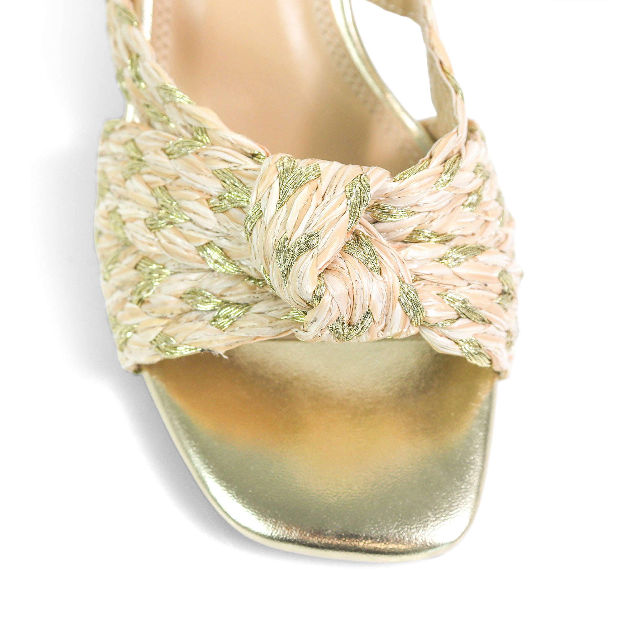 ASHLEY-1 RAFFIA W CHUNCKY HEEL GOLD