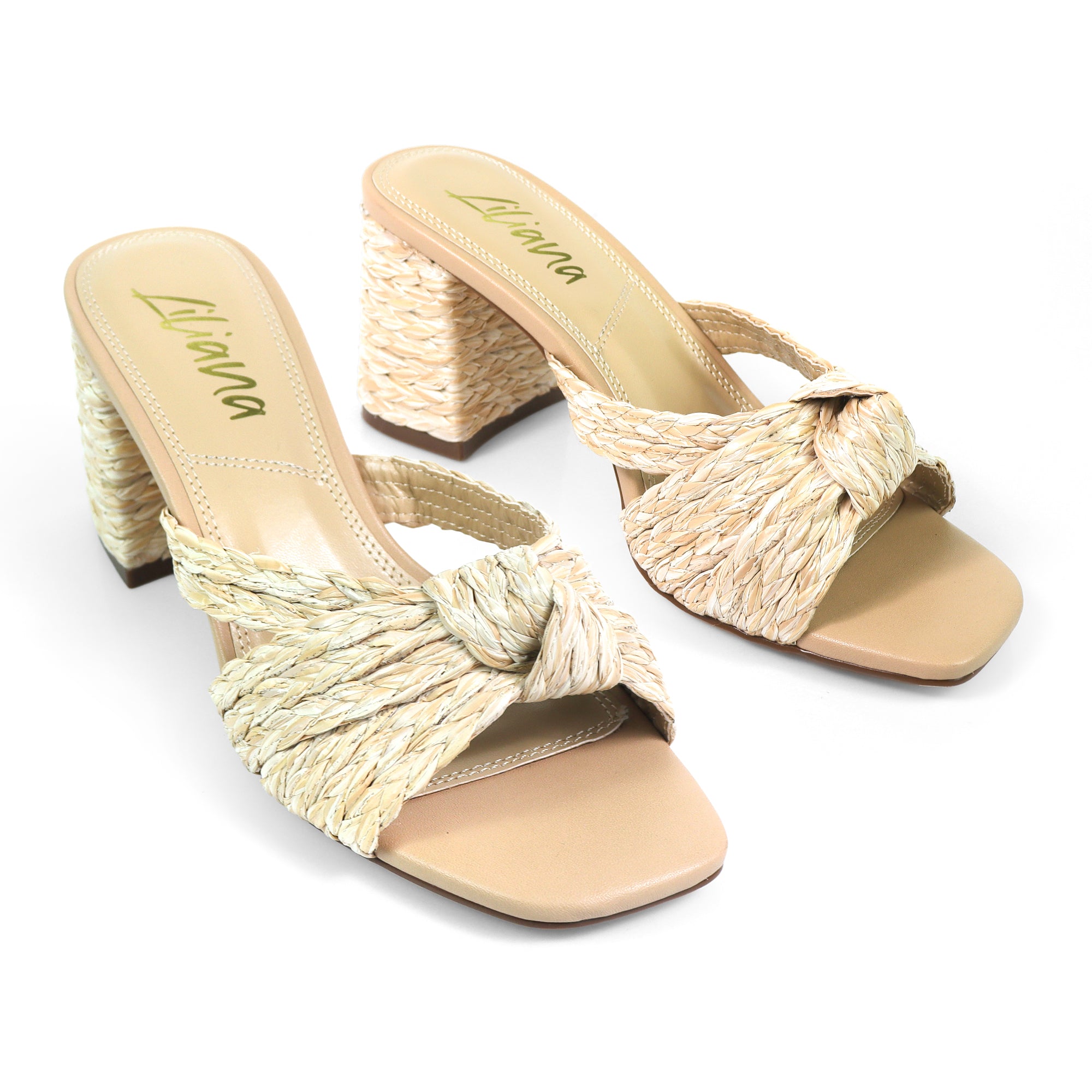 ASHLEY-1 RAFFIA W CHUNCKY HEEL NATURAL