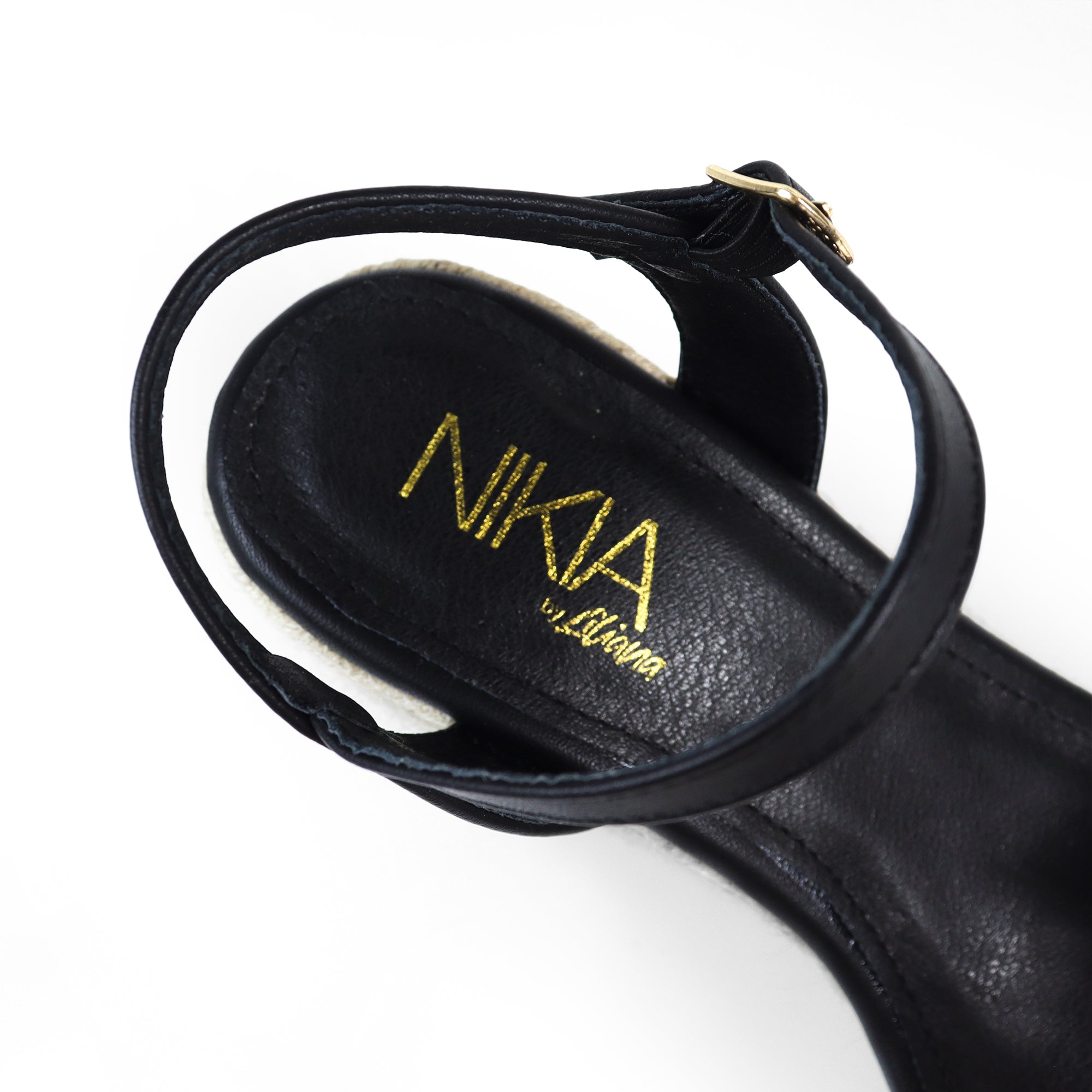 ASTRA-1 OPEN TOE ANJLE STRAP W/ ESPADRILLE WEDGE SANDAL BLACK