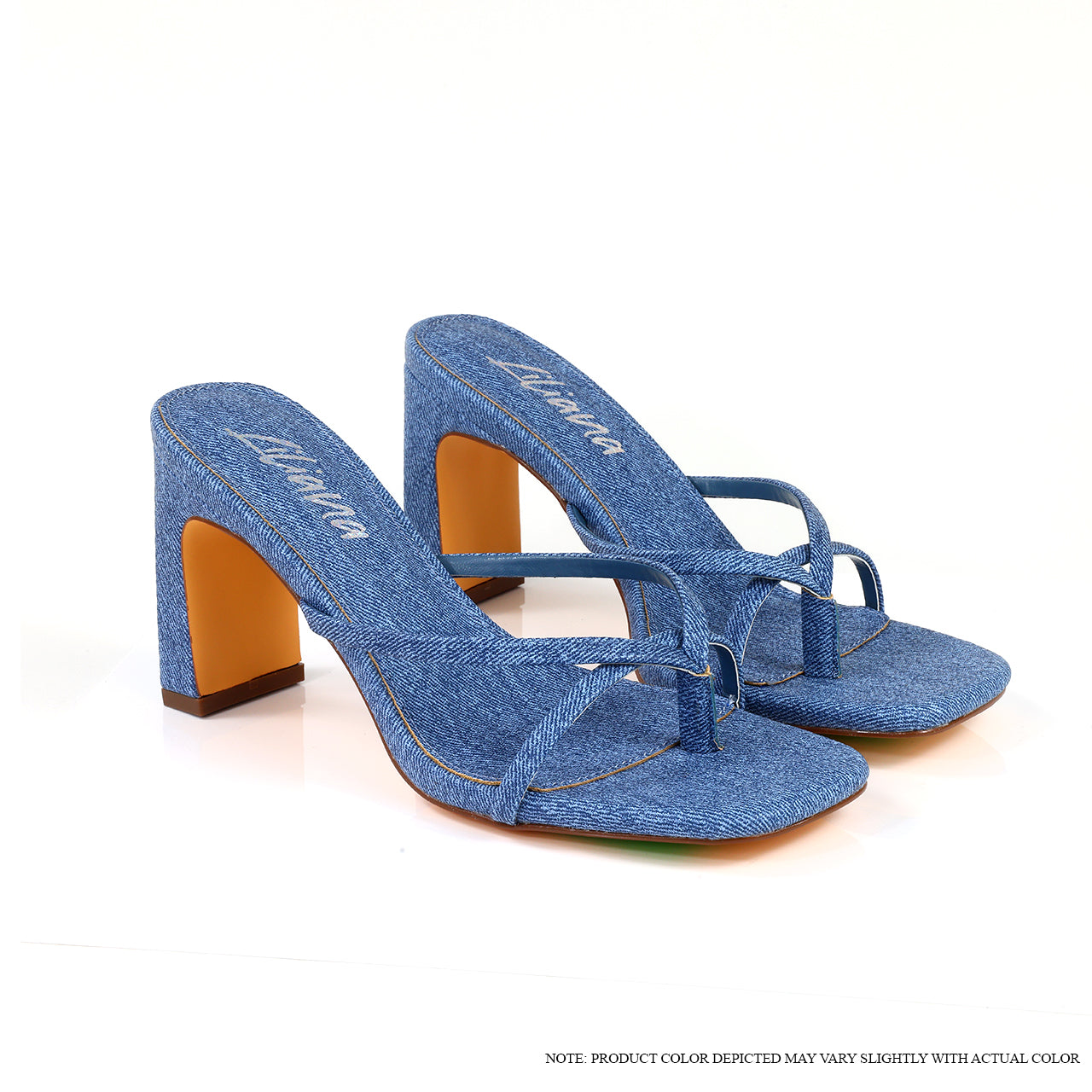 AURA-12 OPEN TOE STRAPPY HIGH HEEL SANDALS - DENIM