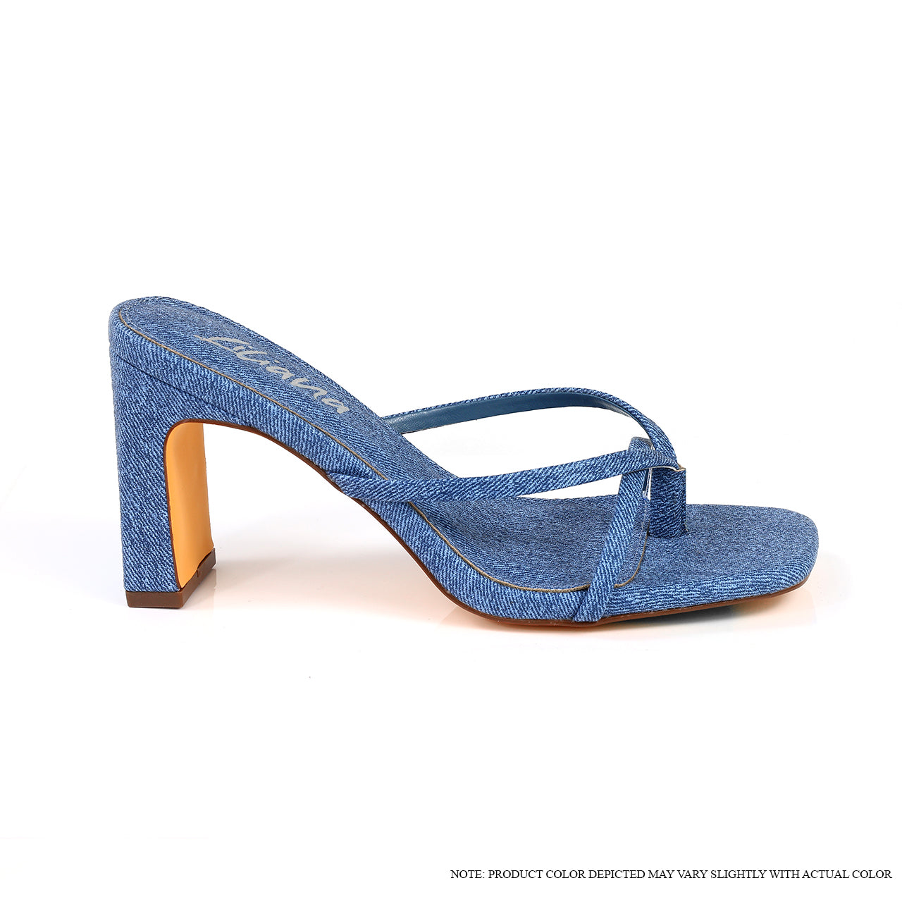 AURA-12 OPEN TOE STRAPPY HIGH HEEL SANDALS - DENIM