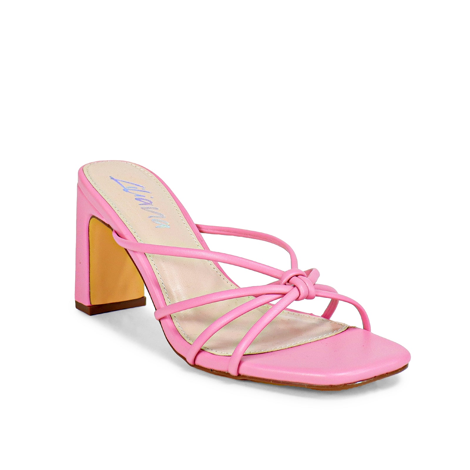 AURA-17 STRAPPY UPPER WITH BLOCK MID HEEL-PINK