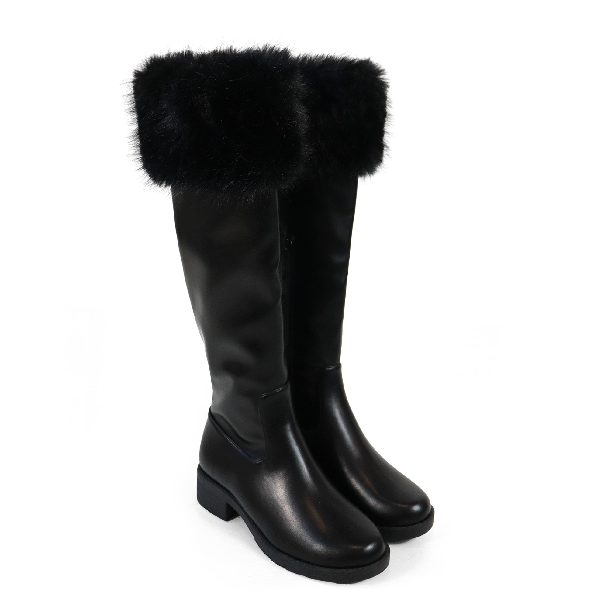 AVALON-2 KNEE HIGH BOOT W/ FUR CUFF BLACK