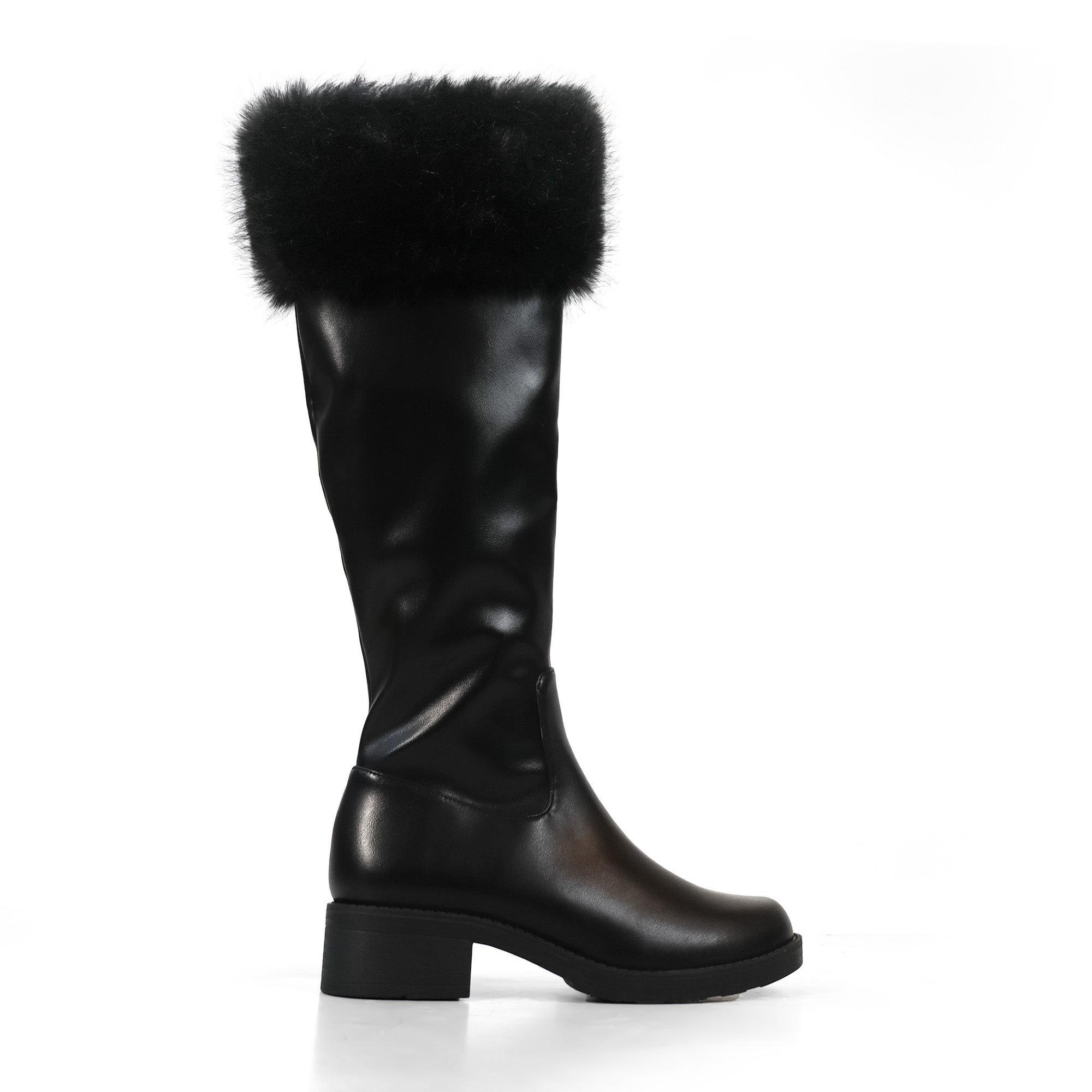 AVALON-2 KNEE HIGH BOOT W/ FUR CUFF BLACK