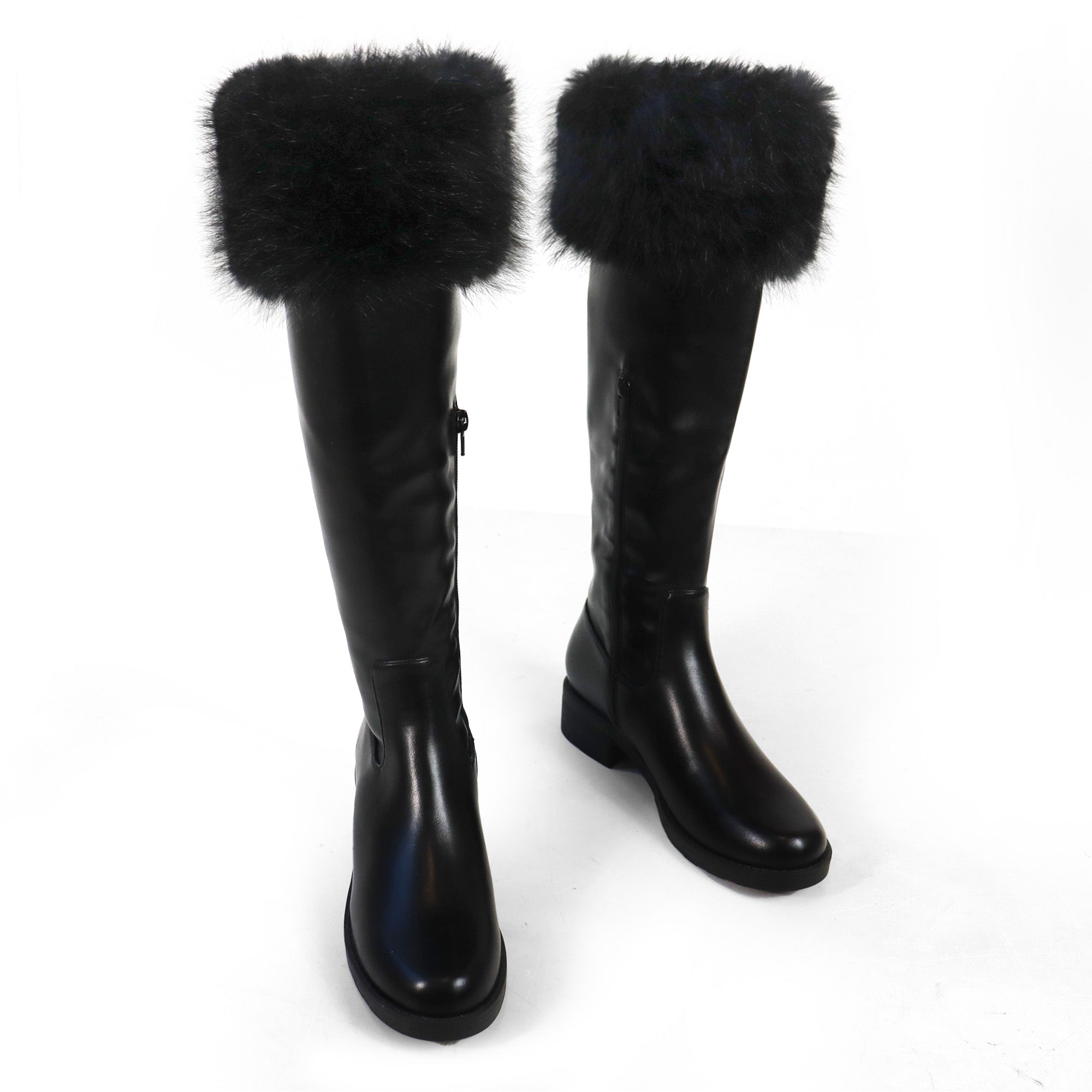 AVALON-2 KNEE HIGH BOOT W/ FUR CUFF BLACK