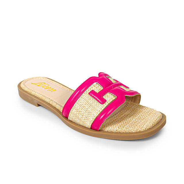 AYLANI-1 RAFFIA SANDAL FUCHSIA