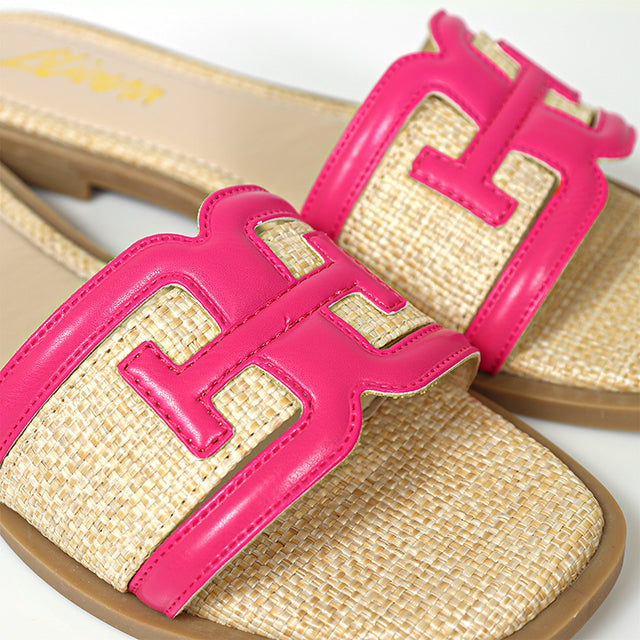 AYLANI-1 RAFFIA SANDAL FUCHSIA