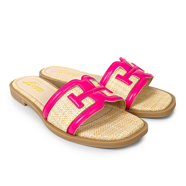 AYLANI-1 RAFFIA SANDAL FUCHSIA