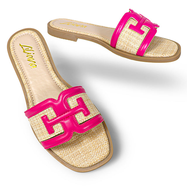 AYLANI-1 RAFFIA SANDAL FUCHSIA