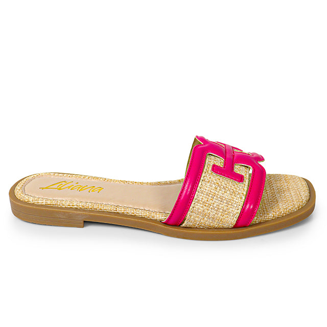 AYLANI-1 RAFFIA SANDAL FUCHSIA