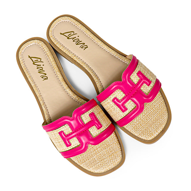 AYLANI-1 RAFFIA SANDAL FUCHSIA