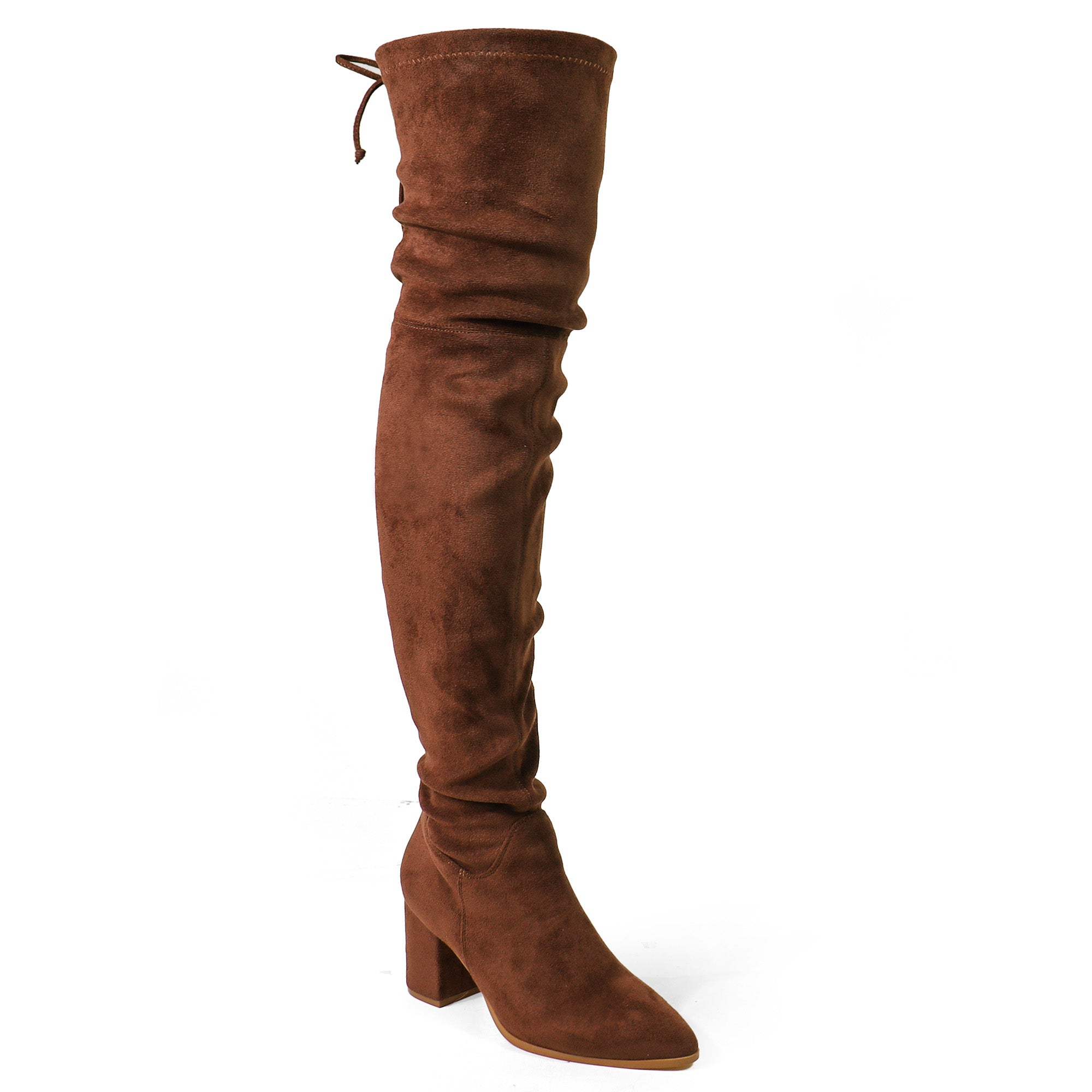 BAKER-1 ROUND TOE THIGH HIGH  BOOTS BROWN