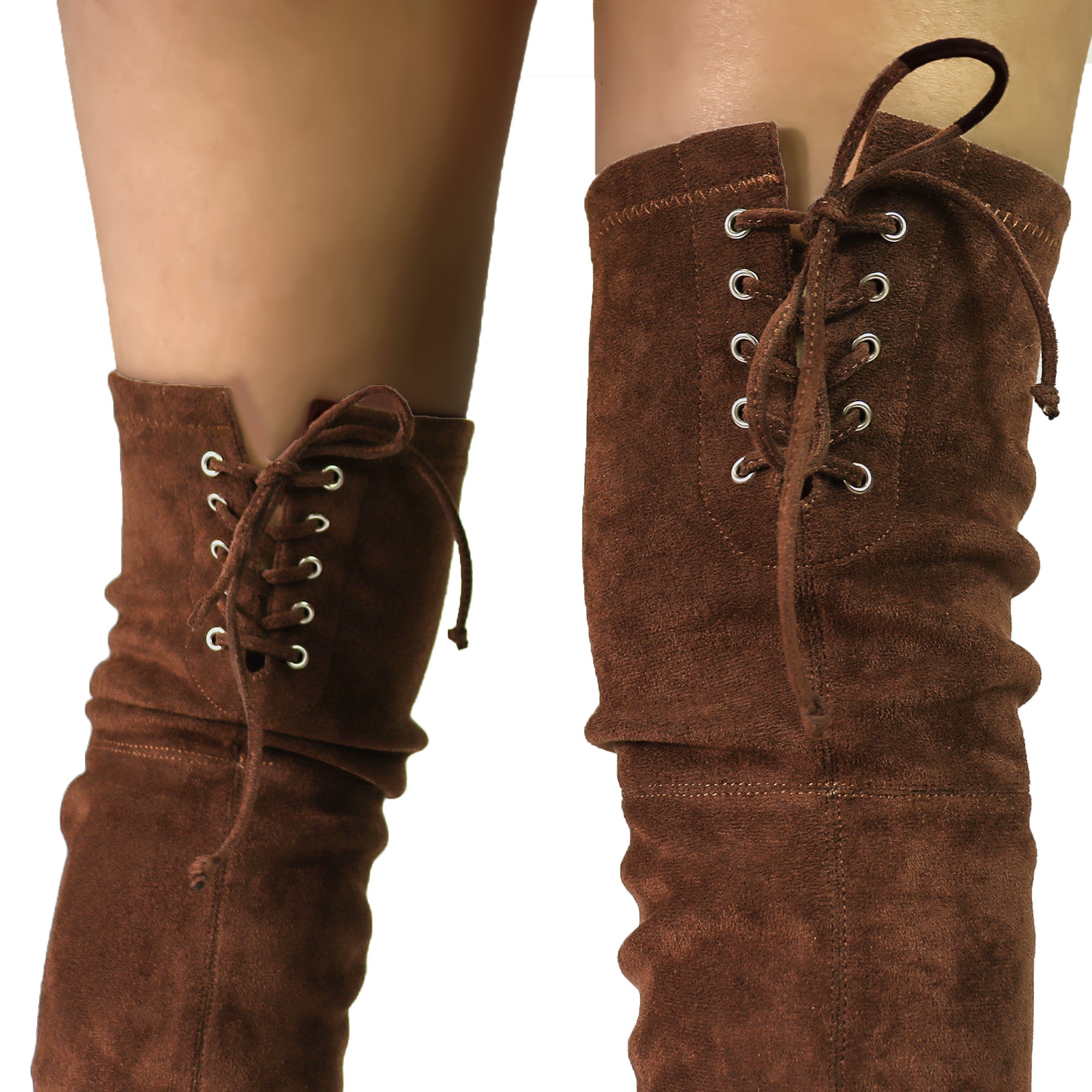 BAKER-1 ROUND TOE THIGH HIGH  BOOTS BROWN