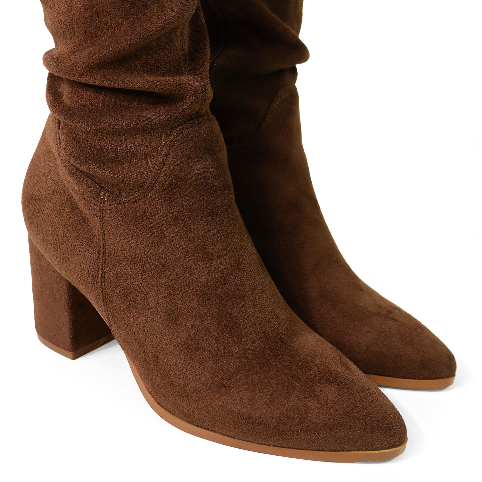 BAKER-1 ROUND TOE THIGH HIGH  BOOTS BROWN