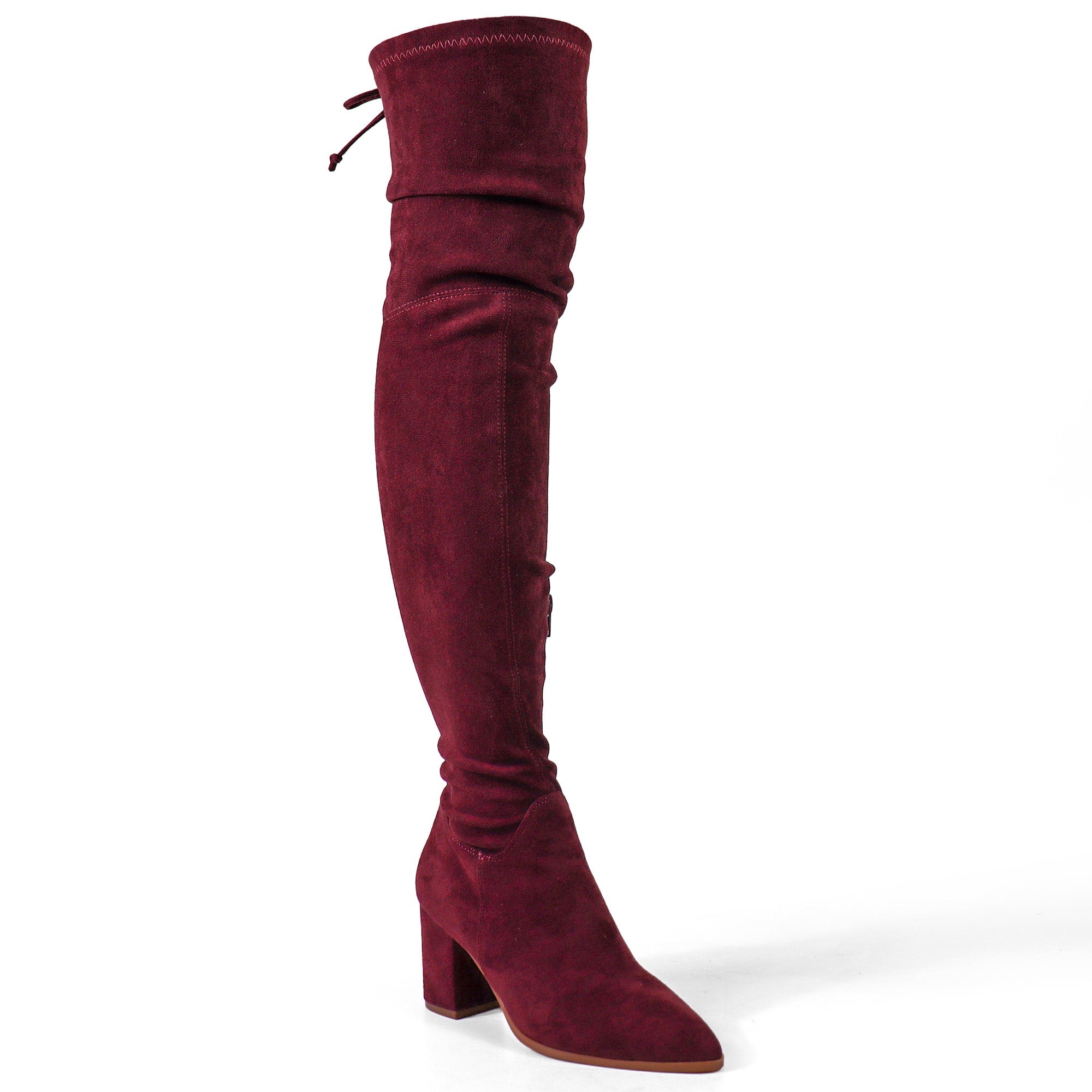 BAKER-1 ROUND TOE THIGH HIGH  BOOTS WINE