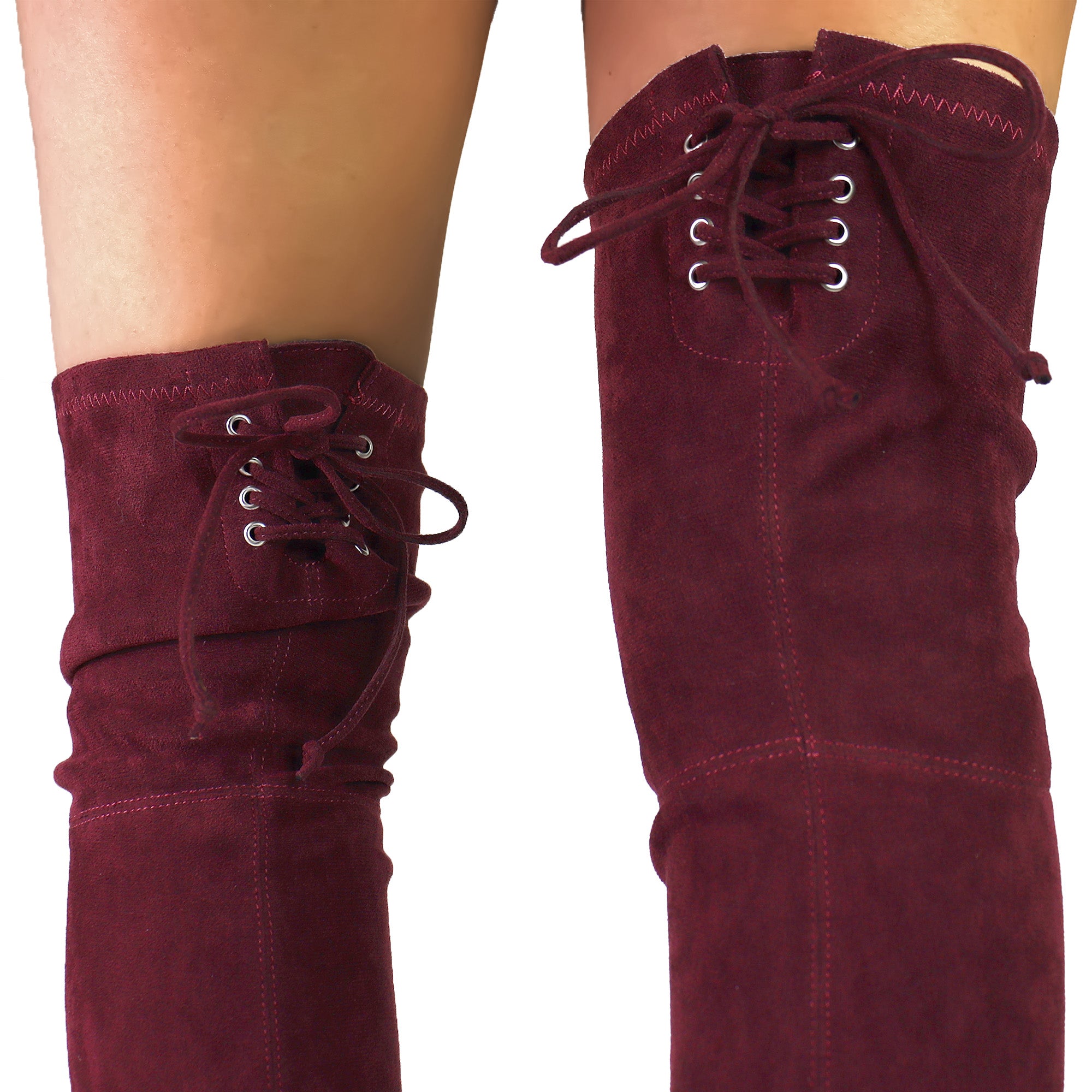 BAKER-1 ROUND TOE THIGH HIGH  BOOTS WINE