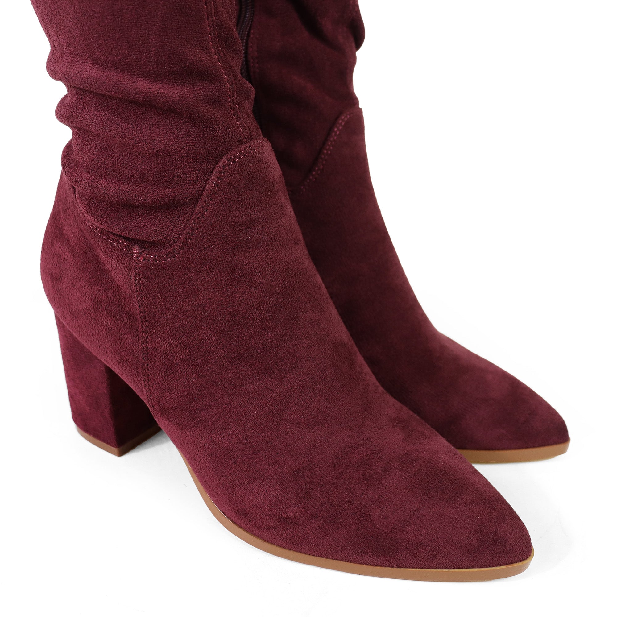 BAKER-1 ROUND TOE THIGH HIGH  BOOTS WINE