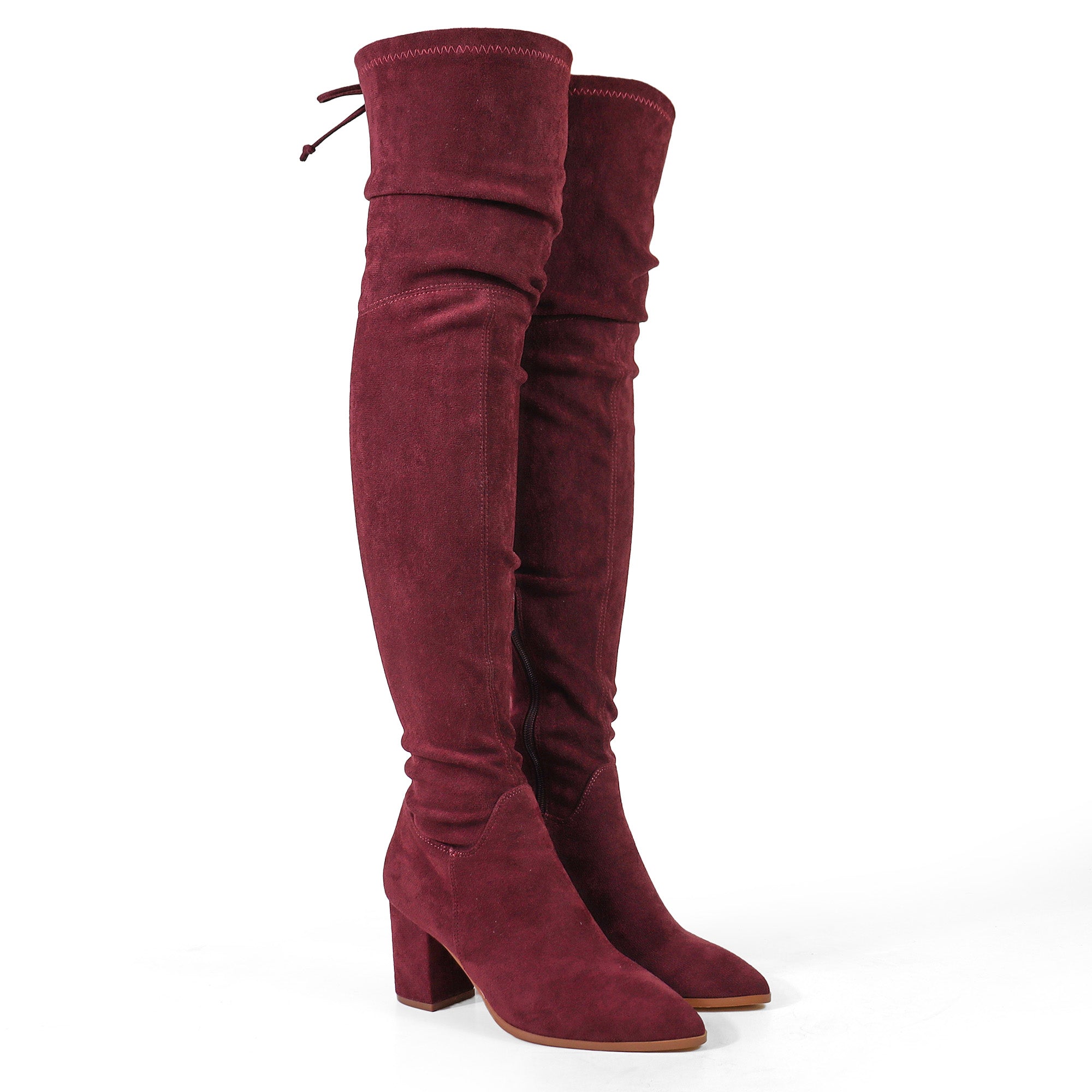 BAKER-1 ROUND TOE THIGH HIGH  BOOTS WINE