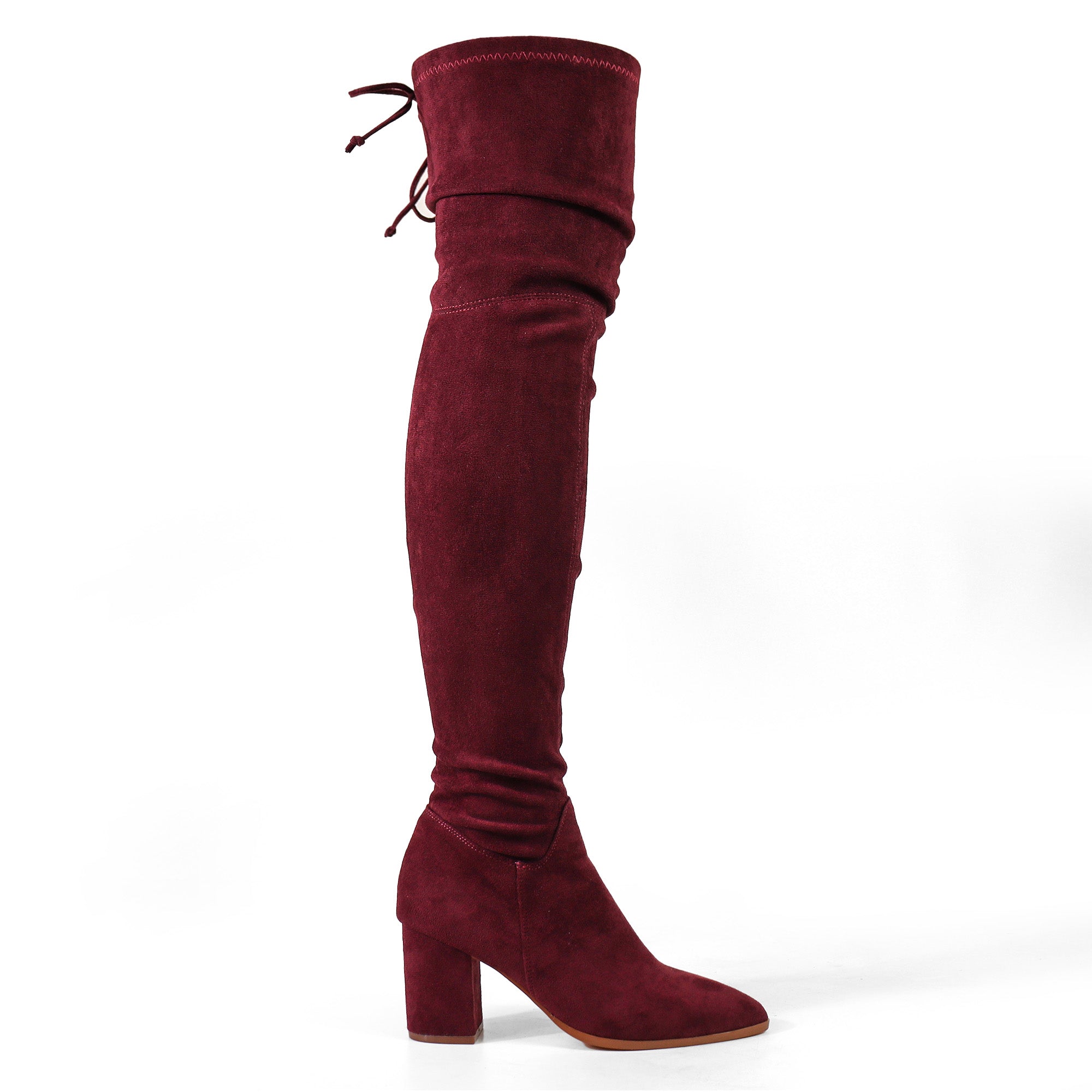 BAKER-1 ROUND TOE THIGH HIGH  BOOTS WINE