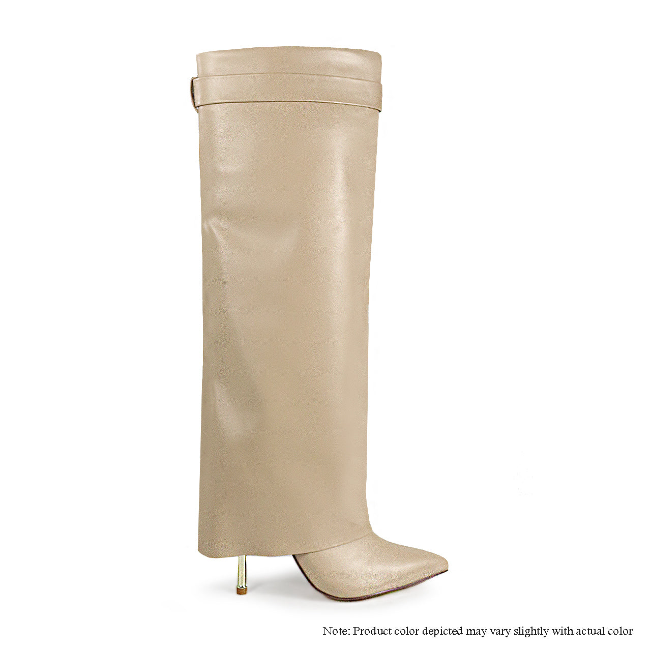 BANKS-101 FOLDED SHAFT DRAPE POINTED BOOTS - CREAM