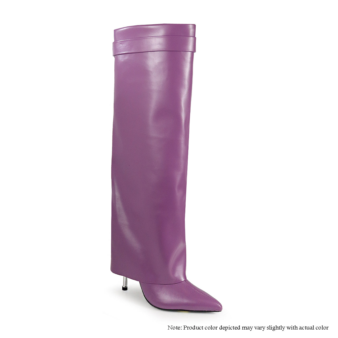 BANKS-101 FOLDED SHAFT DRAPE POINTED BOOTS - PLUM