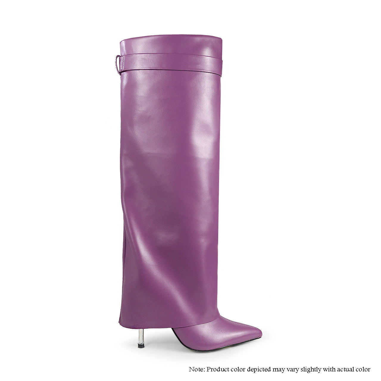 BANKS-101 FOLDED SHAFT DRAPE POINTED BOOTS - PLUM