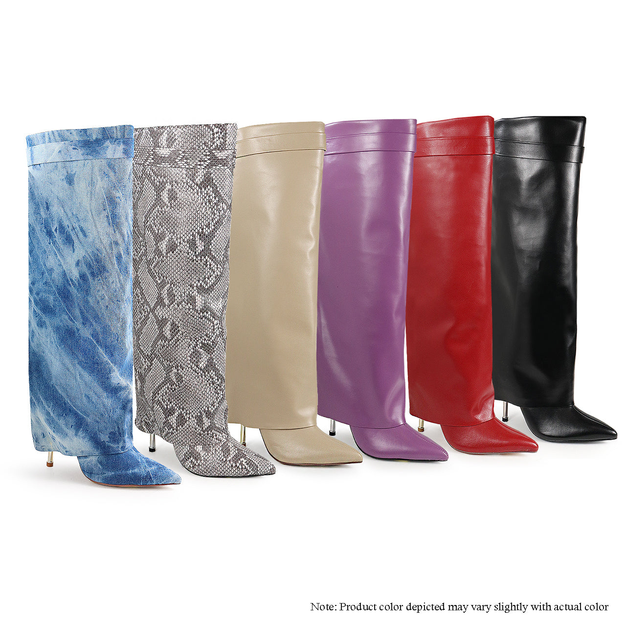 BANKS-101 FOLDED SHAFT DRAPE POINTED BOOTS - CREAM