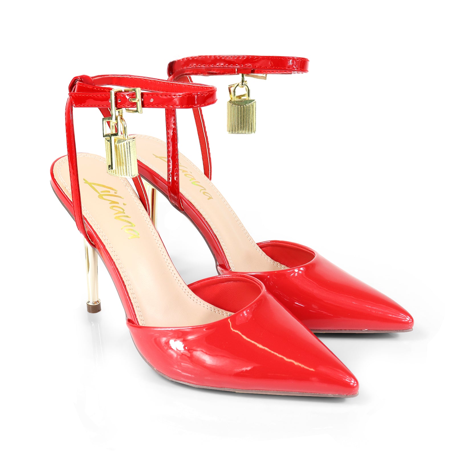 BANKS-68 POINTED TOE PUMP W/ PENCIL HEEL RED