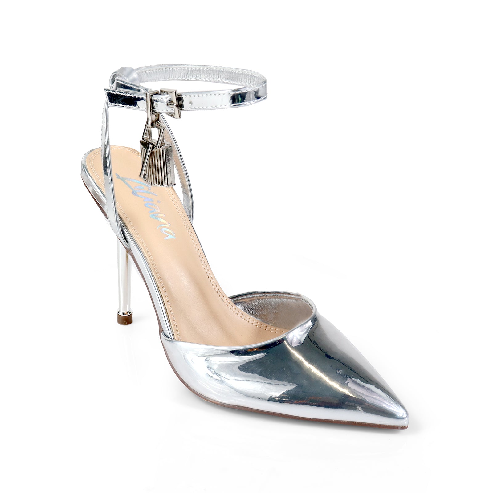 BANKS-68 POINTED TOE PUMP W/ PENCIL HEEL SILVER