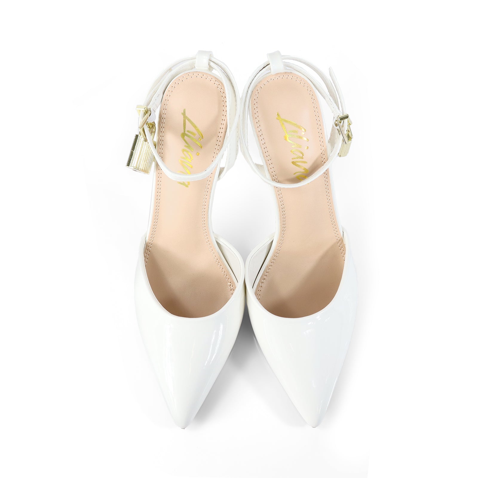 BANKS-68 POINTED TOE PUMP W/ PENCIL HEEL WHITE