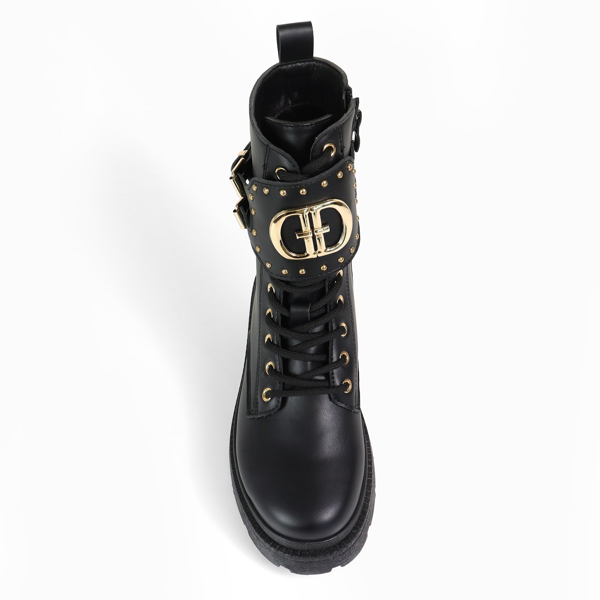 BARAZ-1 LUG SOLE CUFF LACE UP COMBAT BOOTS BLACK