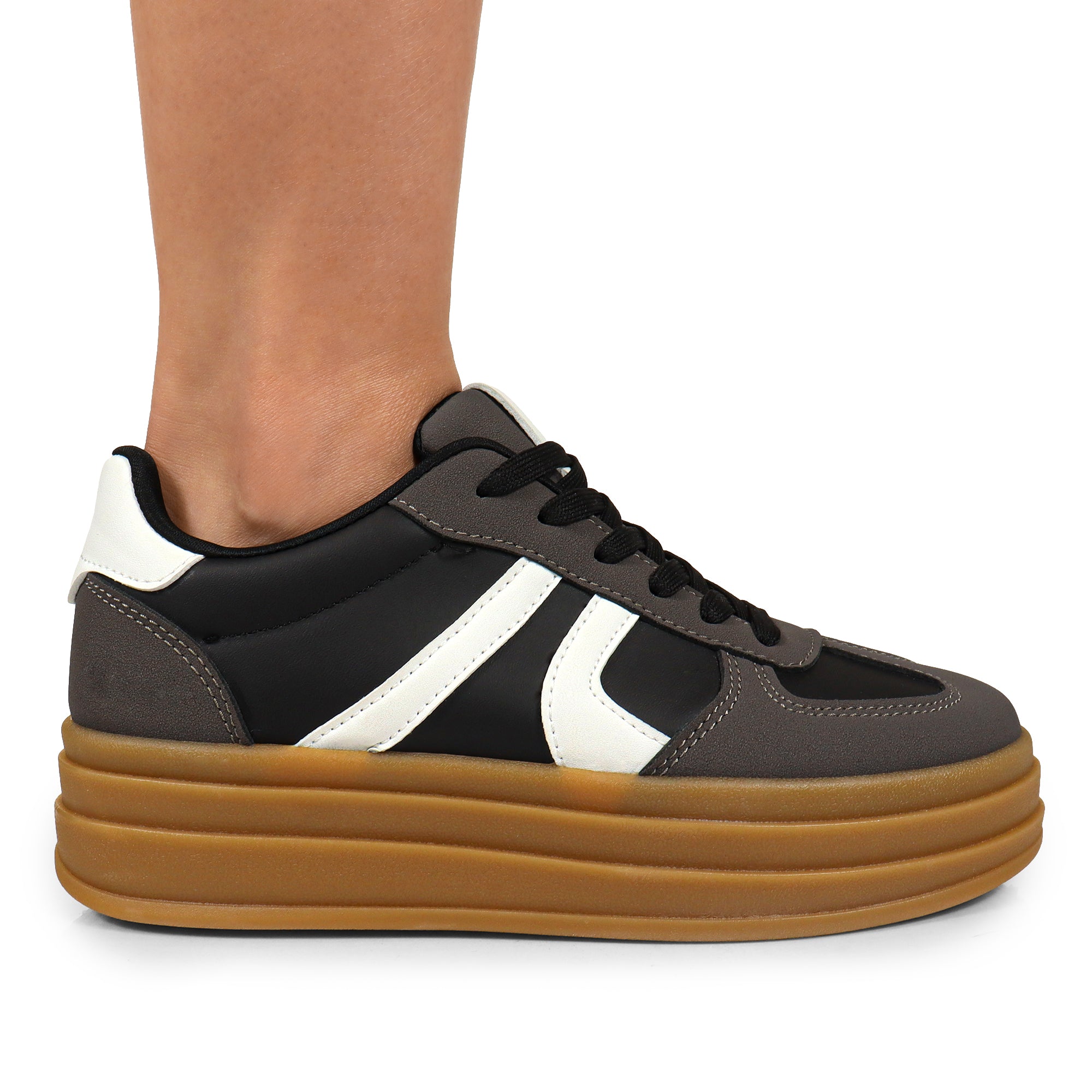 BATA-1- THINK GUM SOLE TRAINERS SNEAKER BLACK