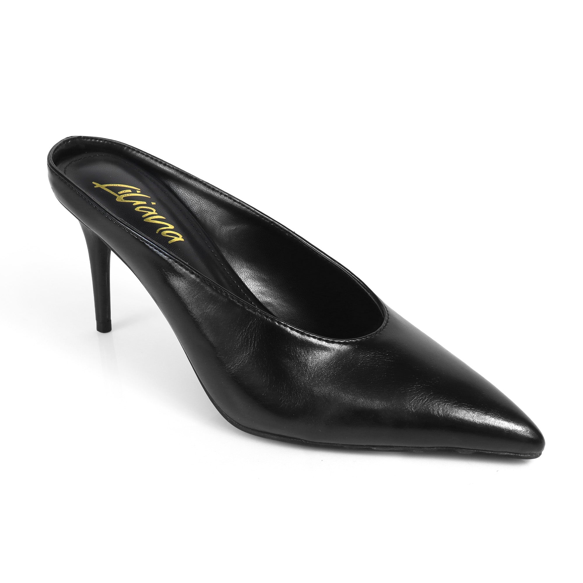 BERED-1 POINTED TOE MULE W/ HEEL BLACK